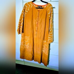 XL Gudrun Sjoden Brown/Orange Dress/Tunic with Whimsical Detailing
